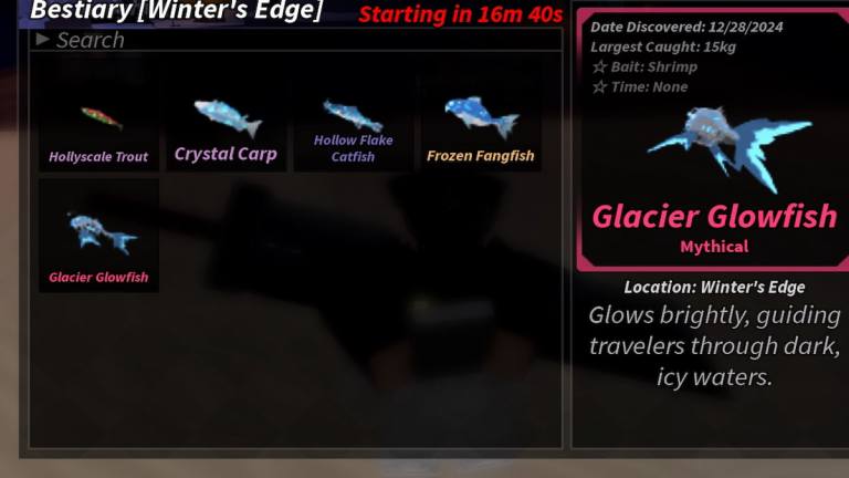 Los 5 peces limitados en Winter's Edge (100% Bestiary) - Fisch
