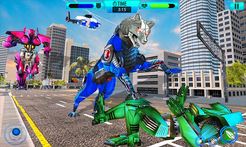 Wolf Robot Transform Helicopter Police Games